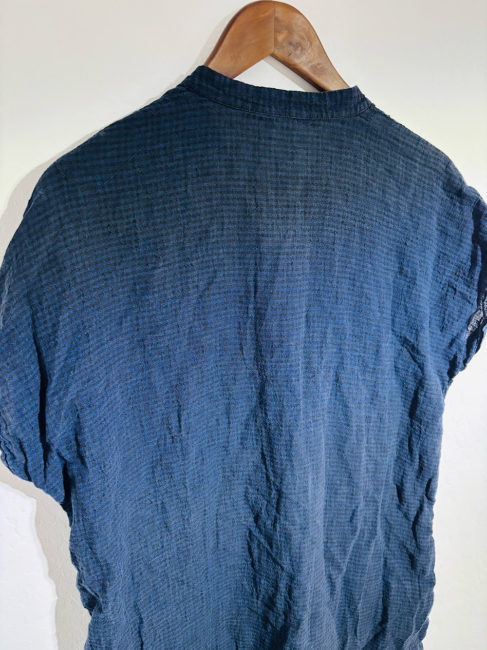 Eileen Fisher Organic Cotton Gauze Tunic Dress Blue Textured Oversized - Picture 6 of 6